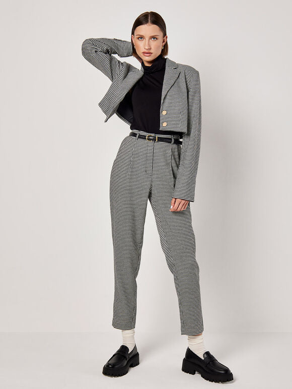 Dogtooth Cropped Blazer